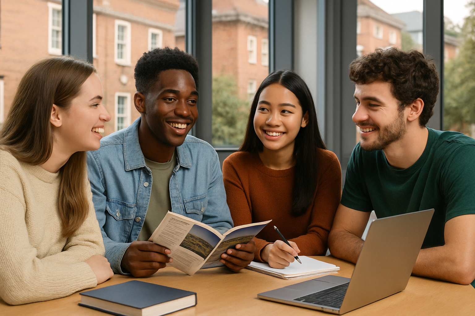 Students discussing university course options