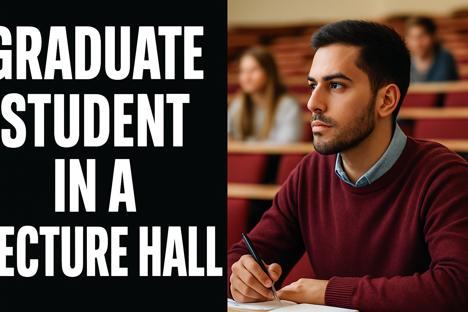 Graduate student in a lecture hall